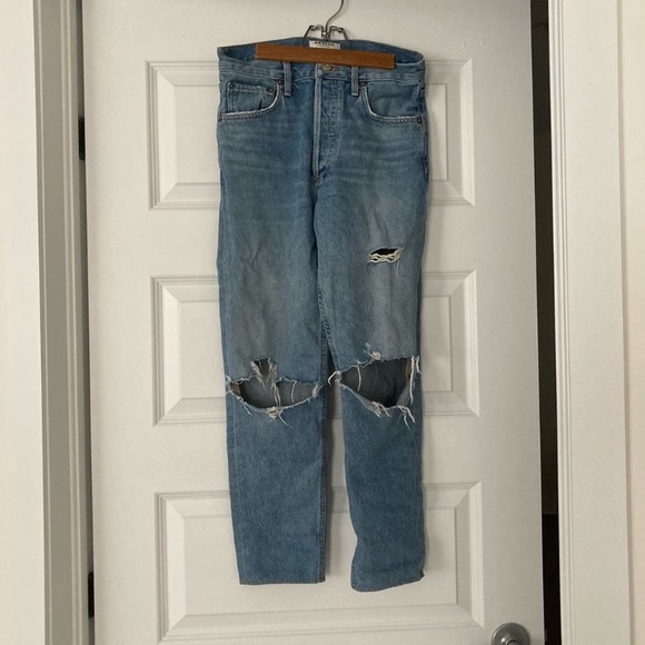 Agolde Denim - Agolde straight leg distressed jeans